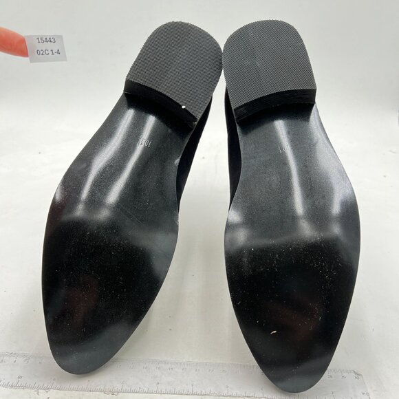 Black Suede Retro Elastic Low Chunky Block Heel Pointed Toe Chelsea Ankle Boots - Picture 6 of 6